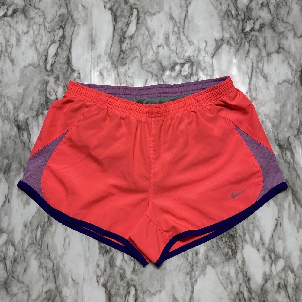 Nike Dri Fit Running Womens Shorts Size S Track Orange Purple Lined‎ 573728-612